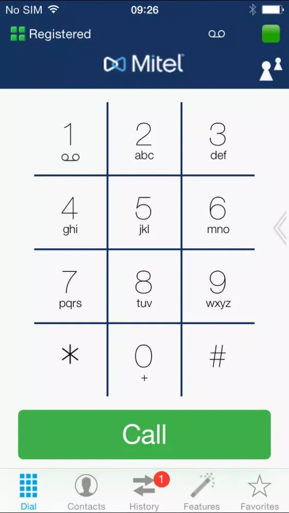 Screenshot di Mitel Mobile Client