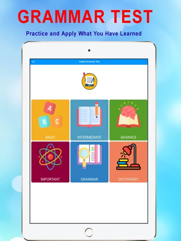 Capturas de tela do English Grammar Quiz App iPad 