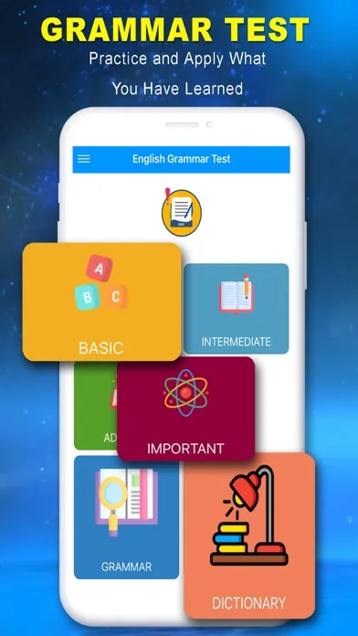 Capturas de tela do English Grammar Quiz App
