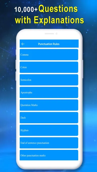 Capturas de tela do English Grammar Quiz App