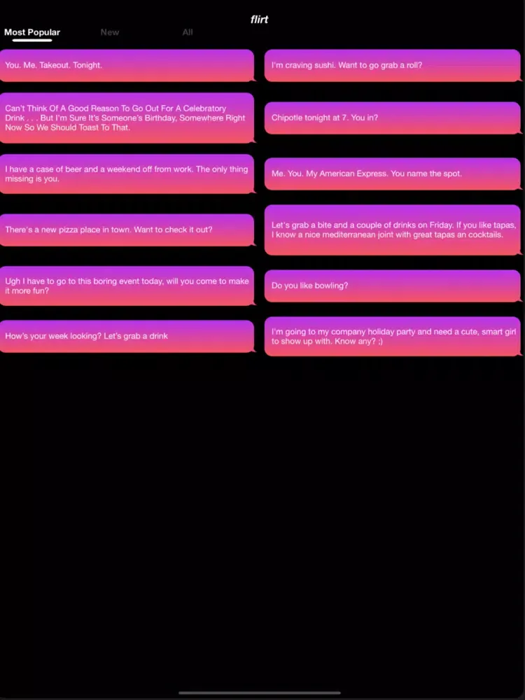 Capturas de pantalla de Flirt: Send Better Texts iPad 