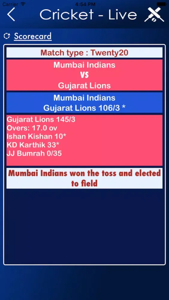 Capturas de tela do IpL-Live Cricket