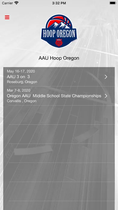 Capturas de tela do AAU Hoop Oregon