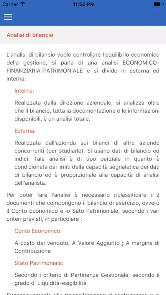 Captures d'écran de Analisi di Bilancio