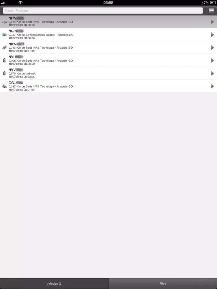 Tangkapan layar mFleet iPad 