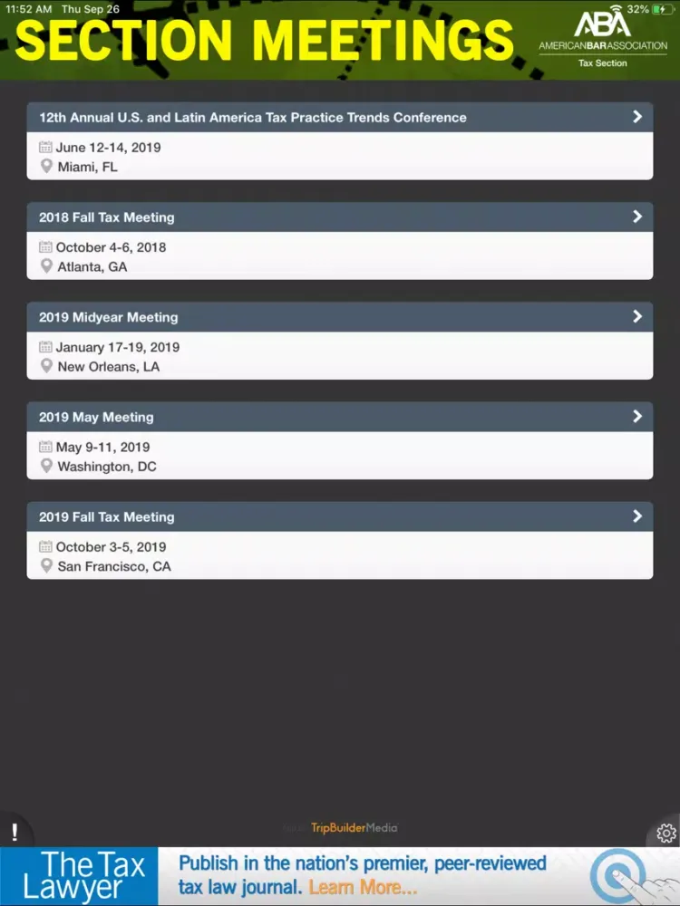 ABA Tax Events iPad 应用截图