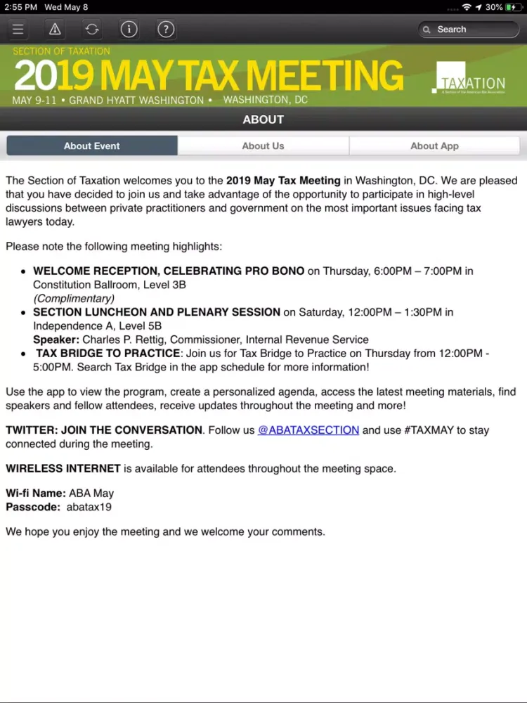 ABA Tax Events iPad 应用截图