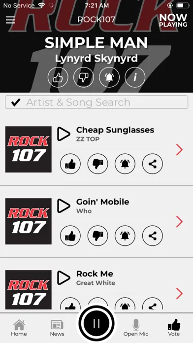 Tangkapan layar Rock 107 WEZX
