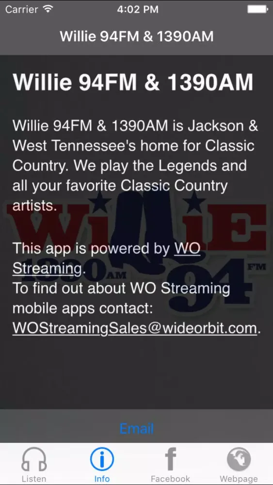 Willie 94FM & 1390AM Ekran Görüntüleri