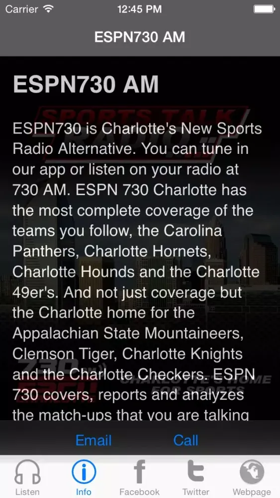 Screenshot di ESPN 730 AM Charlotte