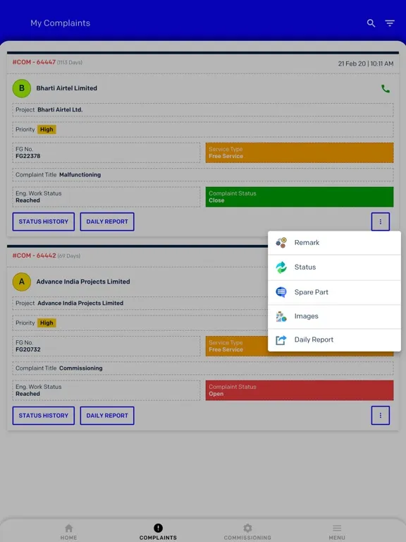 Capturas de tela do Tricolite Service App iPad 