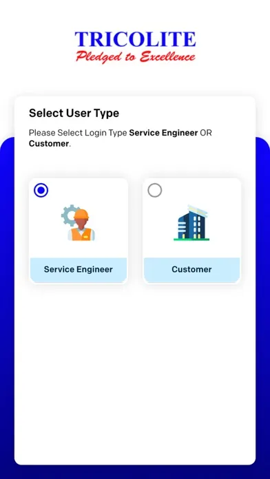 Capturas de tela do Tricolite Service App