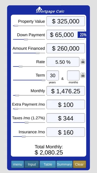 Captures d'écran de Mortgage Calc.