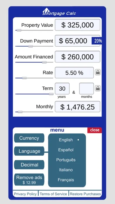 Captures d'écran de Mortgage Calc.