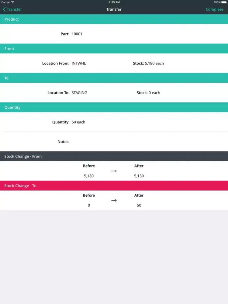abas ERP Inventory Management iPad  Screenshots