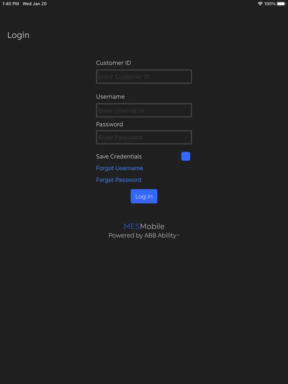 Tangkapan layar MESMobile Suite iPad 