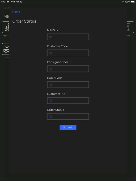 Tangkapan layar MESMobile Suite iPad 
