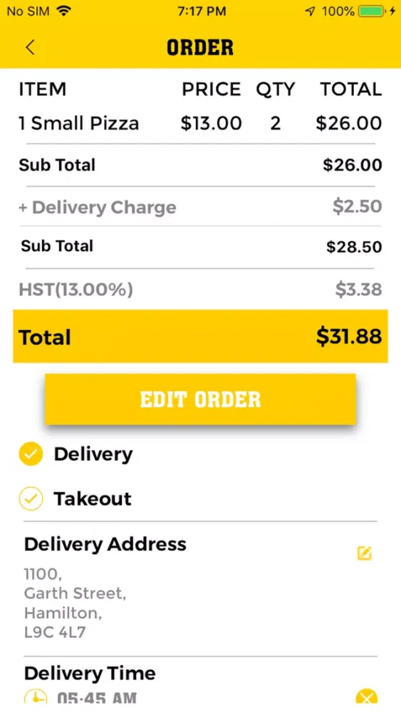 Ảnh chụp màn hình của Garth Pizza & Wings