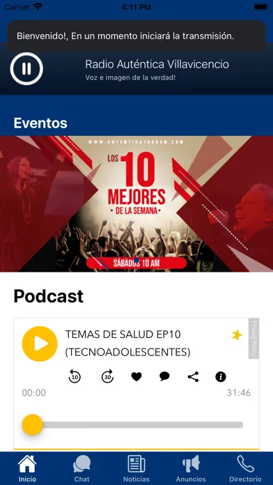 Capturas de tela do Radio Auténtica Villavicencio