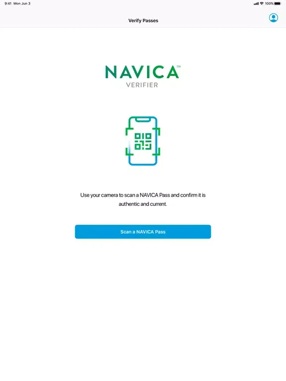 Tangkapan layar NAVICA Verifier iPad 