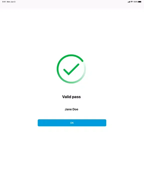 Tangkapan layar NAVICA Verifier iPad 