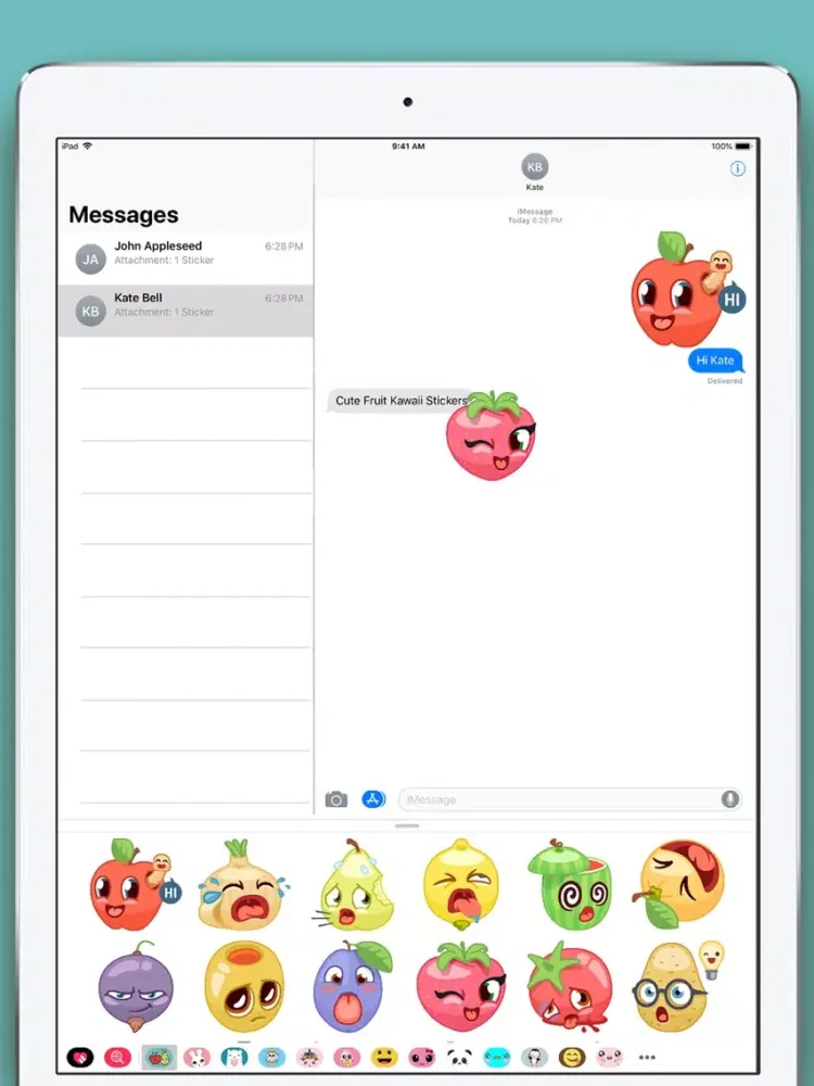 Cute Fruit Kawaii Stickers iPad  Screenshots