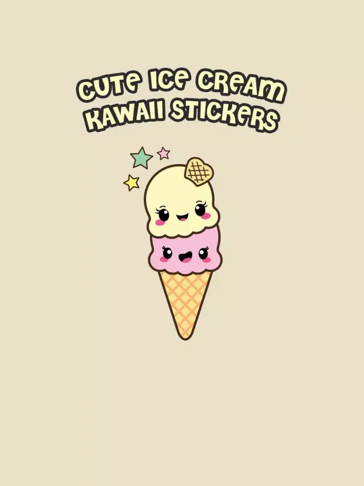Cute Ice Cream Kawaii Stickers iPad 应用截图