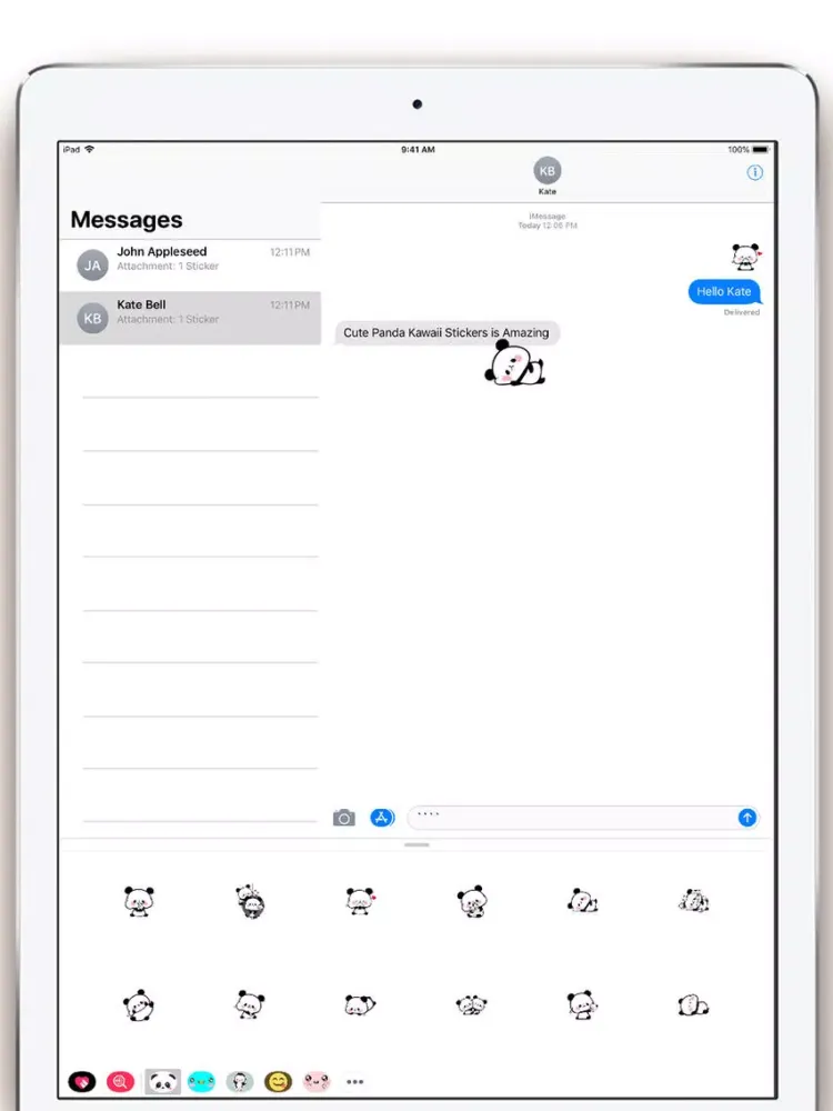 Tangkapan layar Cute Panda Kawaii Stickers iPad 