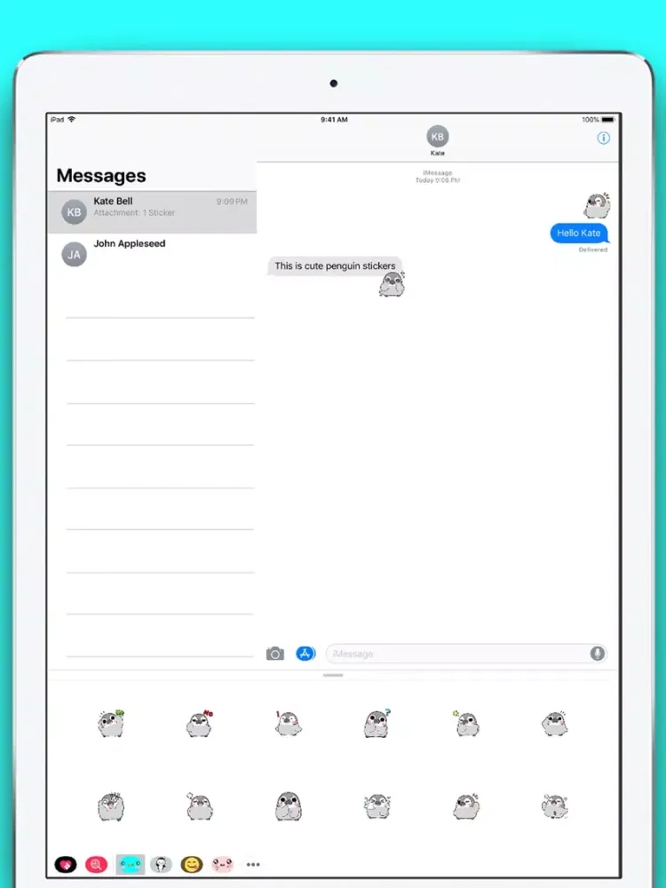 تصاویر Cute Penguin Kawaii Stickers iPad 