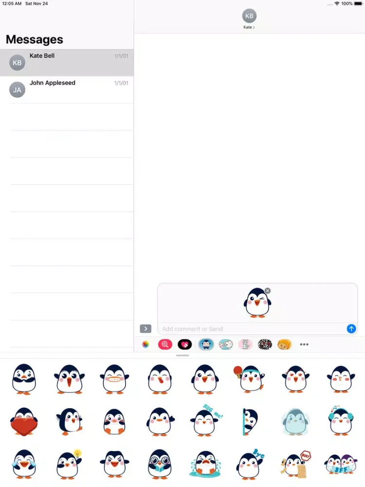 Cute Pingu Kawaii Stickers iPad 应用截图