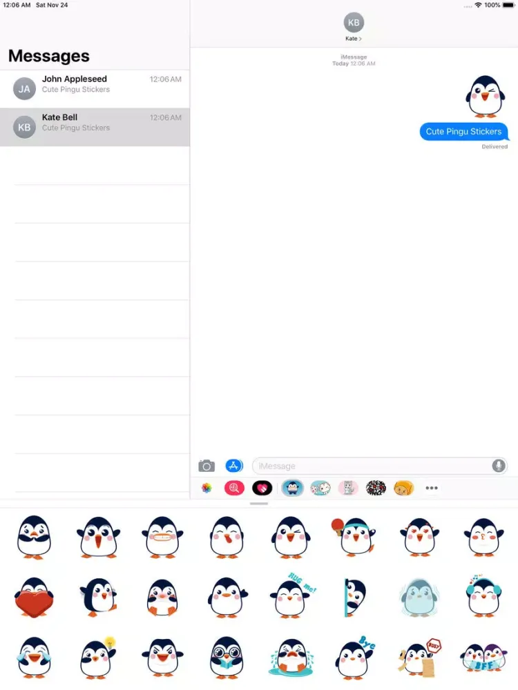 Cute Pingu Kawaii Stickers iPad 应用截图