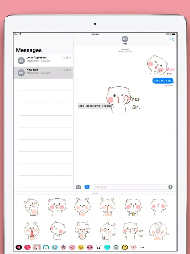 Capturas de tela do Cute Rabbit Kawaii Stickers iPad 