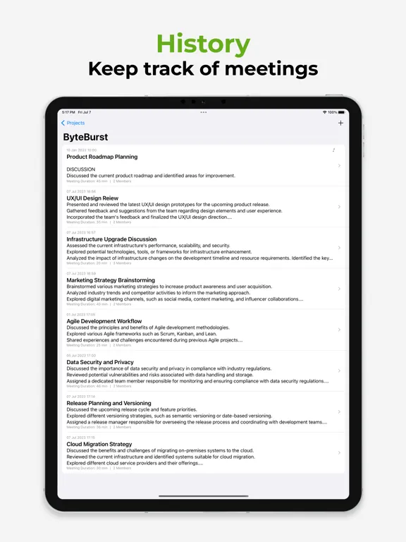 Minutes: Record Audio Meetings iPad 应用截图