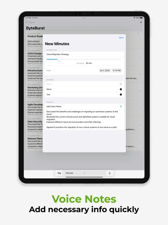 Minutes: Record Audio Meetings iPad 应用截图