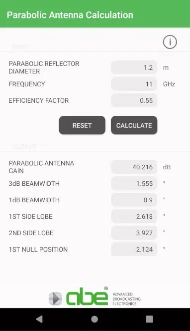 RF Calculator Screenshots