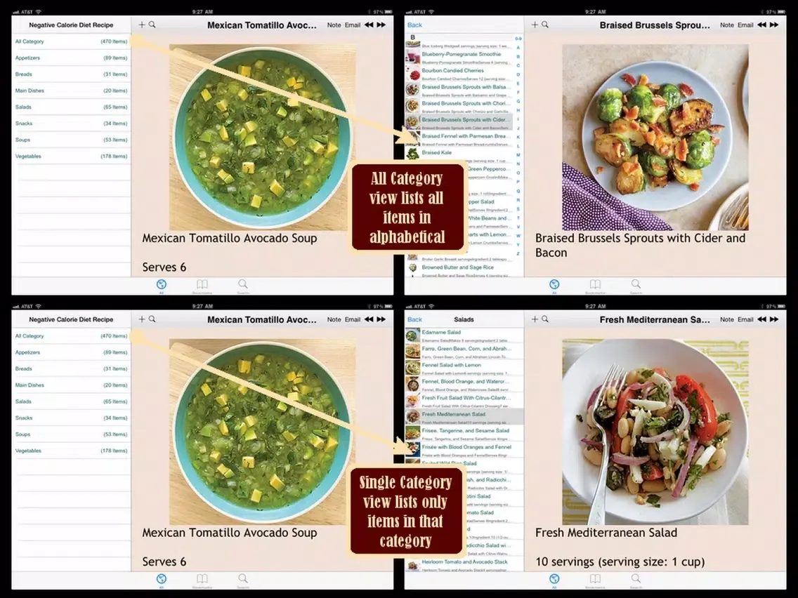 Zrzuty ekranu 500 Negative Calorie Diet Recipes iPad 