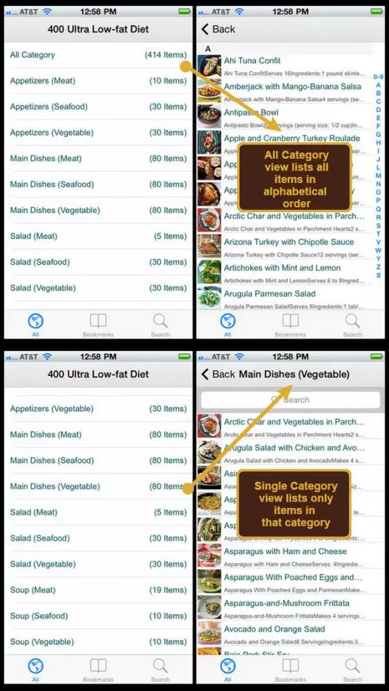 Captures d'écran de Ultra Low Fat Diet Recipe Plus+