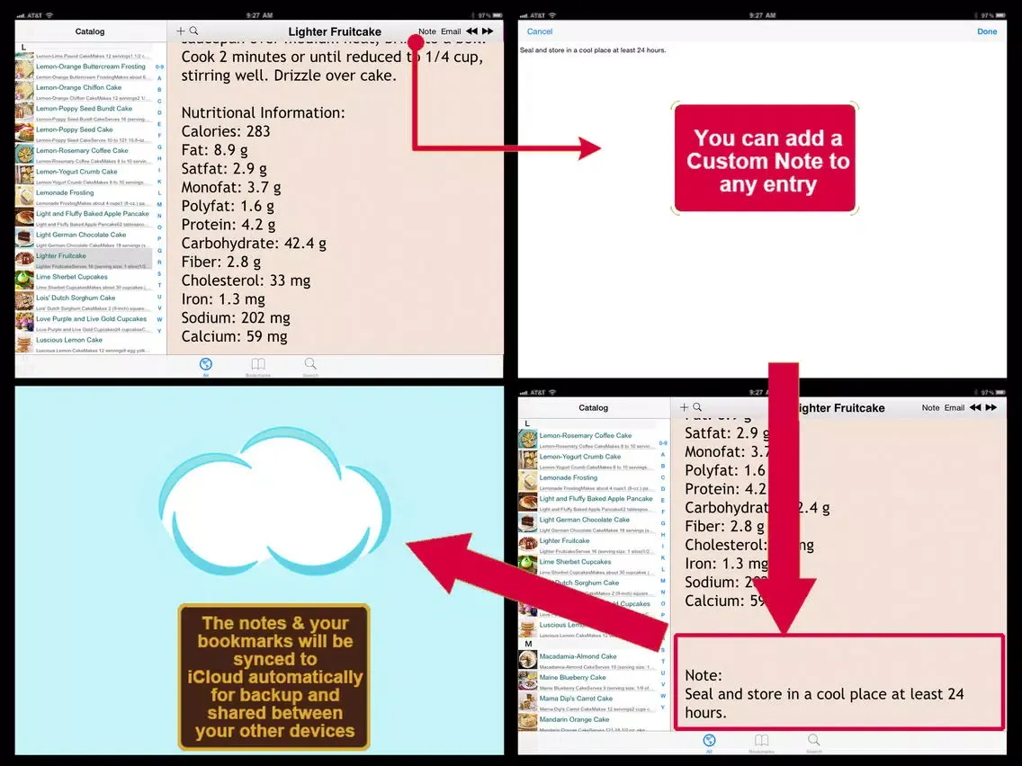Capturas de tela do Cake and Frostings Recipes iPad 