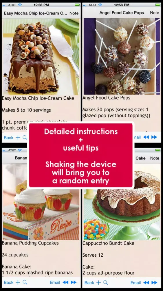 Capturas de tela do Cake and Frostings Recipes