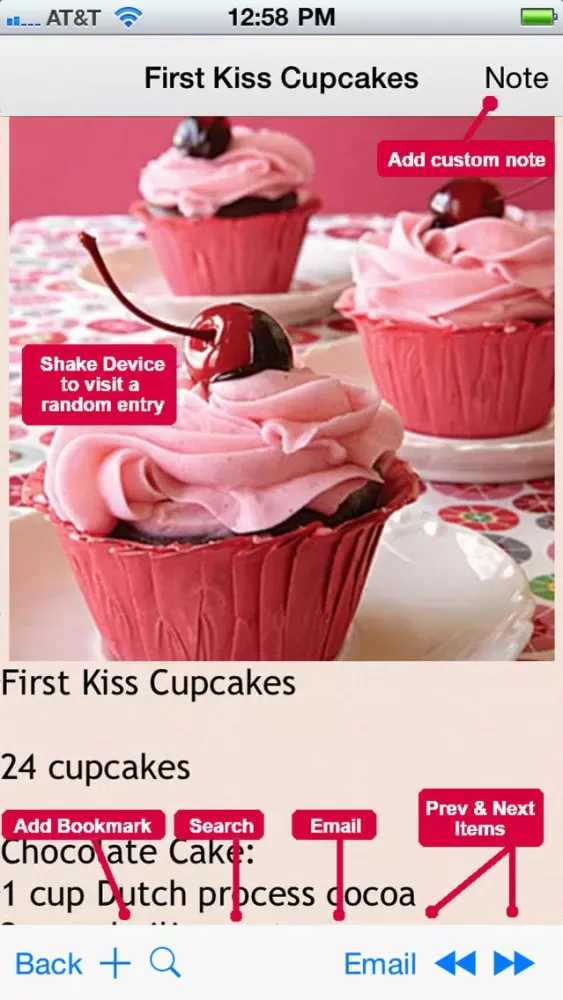 Capturas de tela do Cake and Frostings Recipes