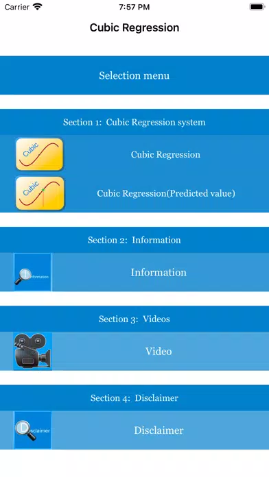 ภาพหน้าจอของ Cubic Regressions