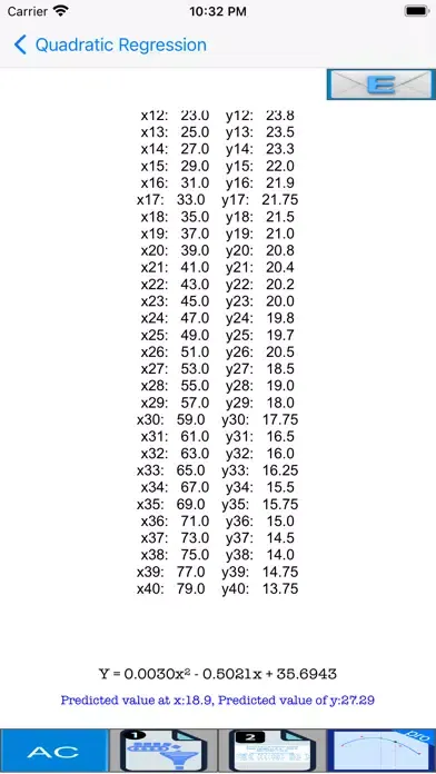 Capturas de tela do Quadratic Regression Pro