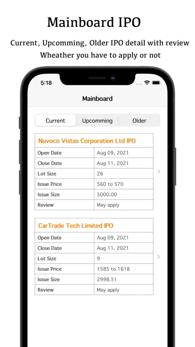 IPO Update Screenshots