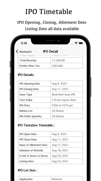 IPO Update Screenshots