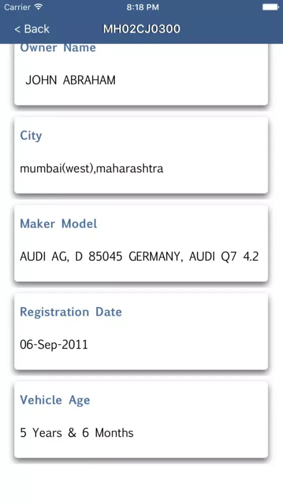 Capturas de pantalla de Vehicle Registration Info