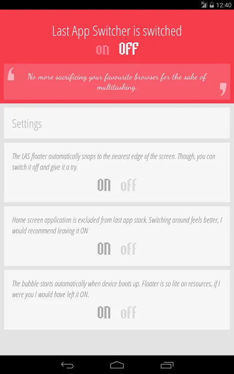 Tangkapan layar Last App Switcher