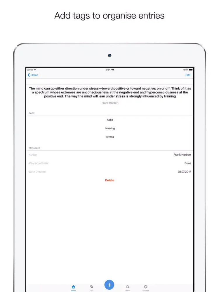 Quote Keeper iPad 应用截图
