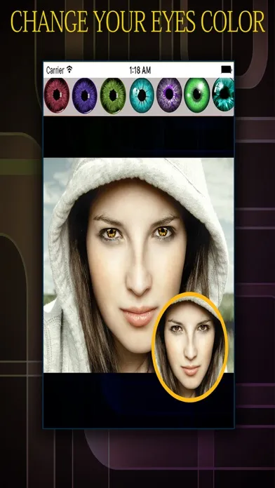 Ảnh chụp màn hình của Eye Color Changer +  Change Eyes Colors With Colorful Eye Effects