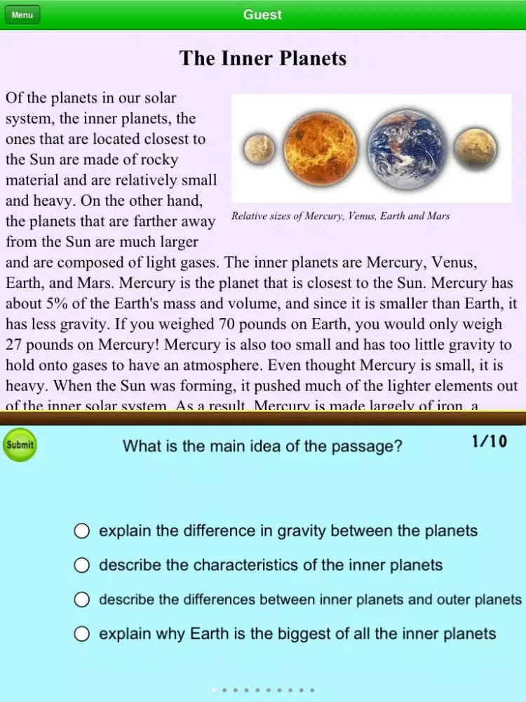 5th Grade Science Reading Comprehension Free iPad  スクリーンショット