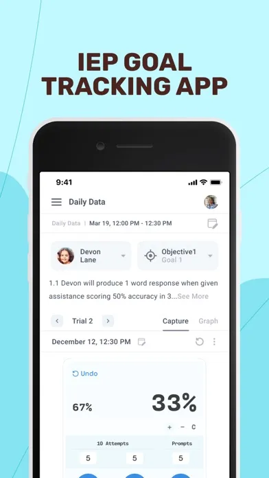 Tangkapan layar AbleSpace - IEP Goal Tracking